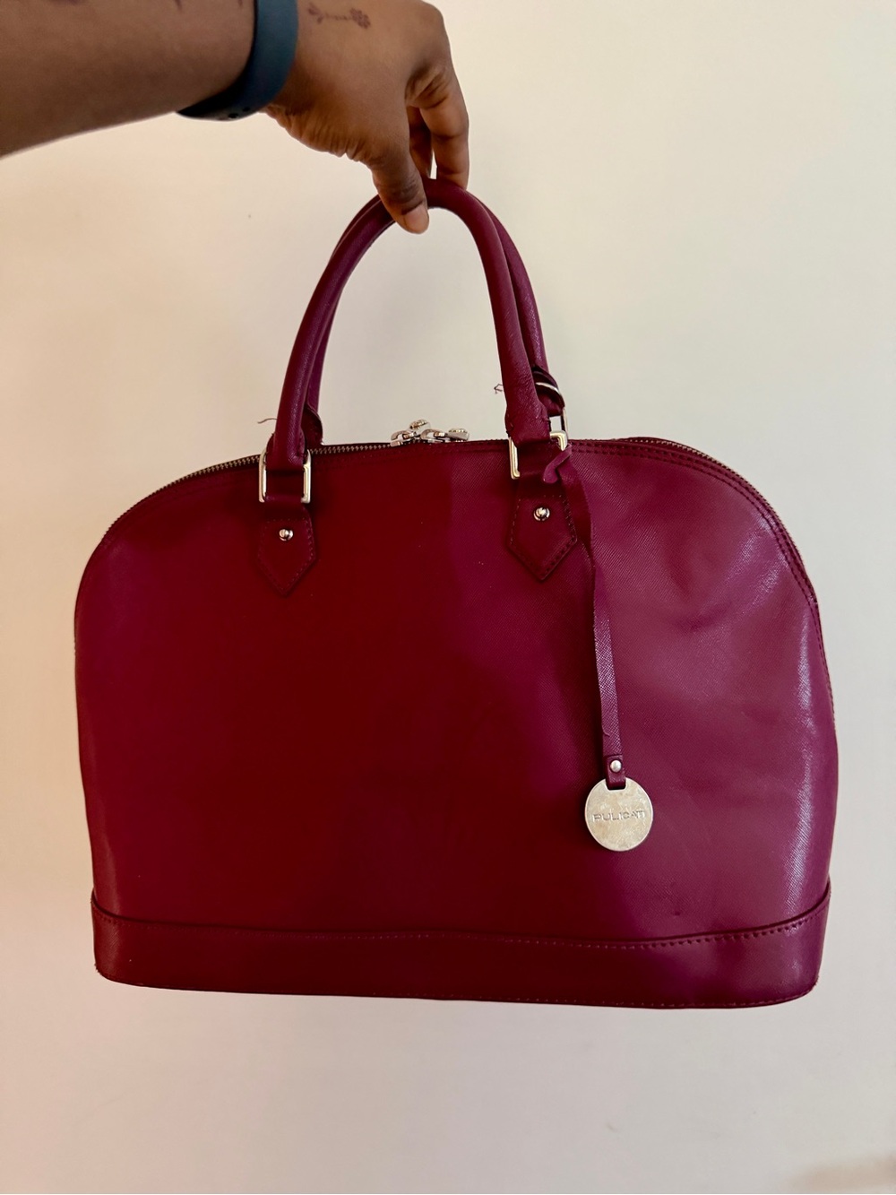 Pulicati Wine Red Leather Satchel